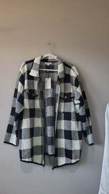 Kathy Ireland Buffalo Plaid Knit Shacket Cardigan, Size 3X
